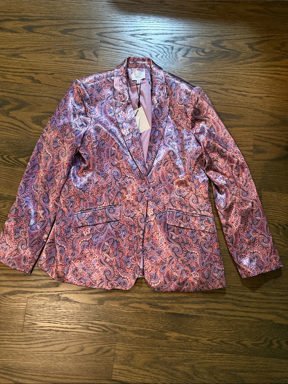 Cinq a sept Paisley Pink Satin Blazer - Women’s Stylish Tailored Jacket